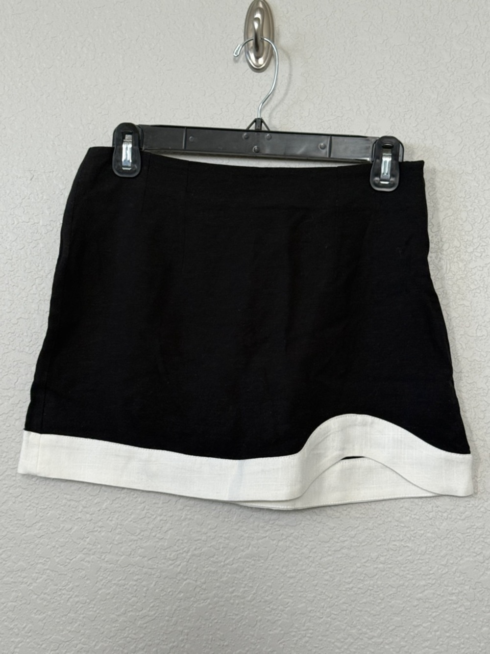 Elodie Black Mini Skirt with White Hem